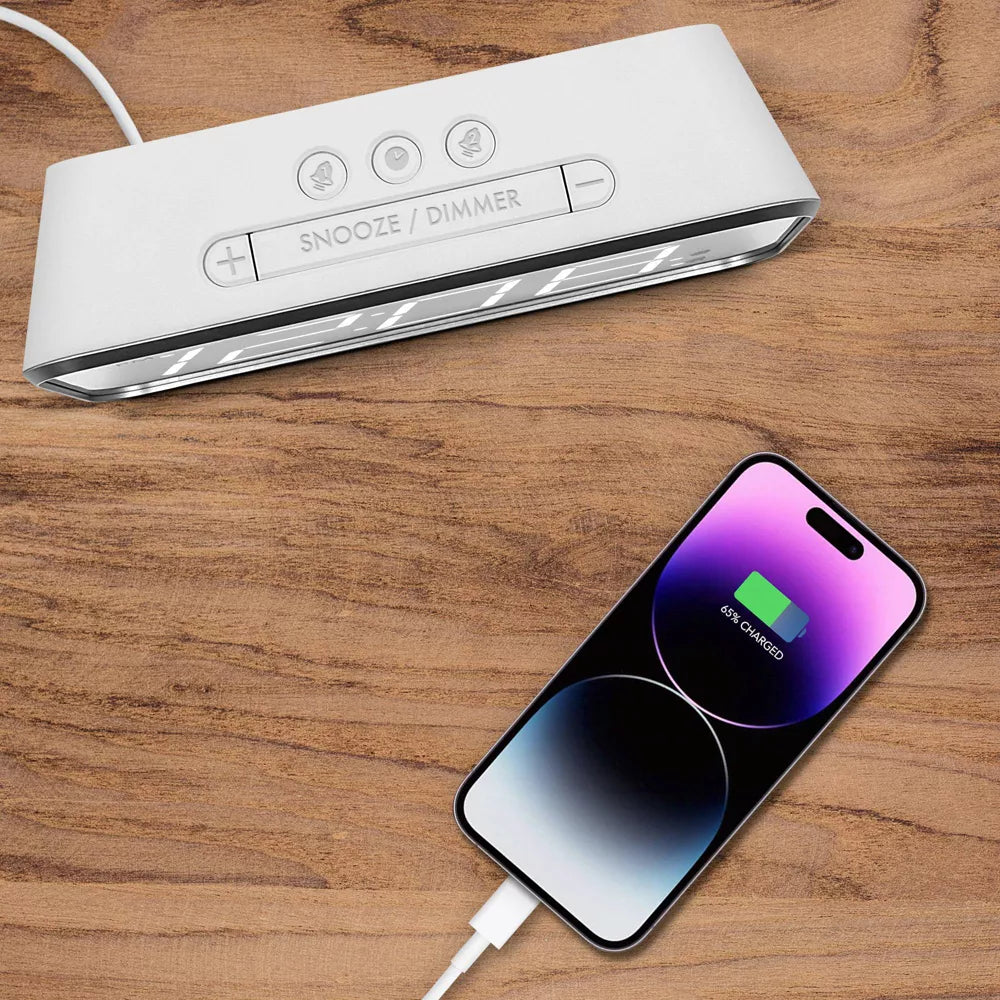 Mirror Surface Large LED Digital Alarm Clock with 2A USB Charging Port
