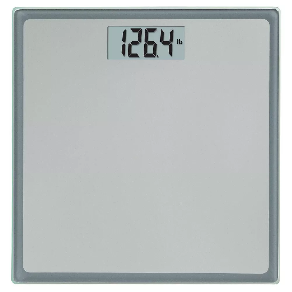 Gray Silver Tempered Glass Digital Bathroom Weight Scale