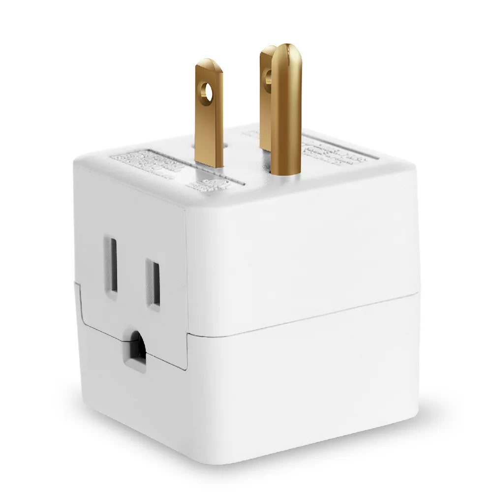 Compact Cube 3-Outlet Wall Plug Power Extender Adapter