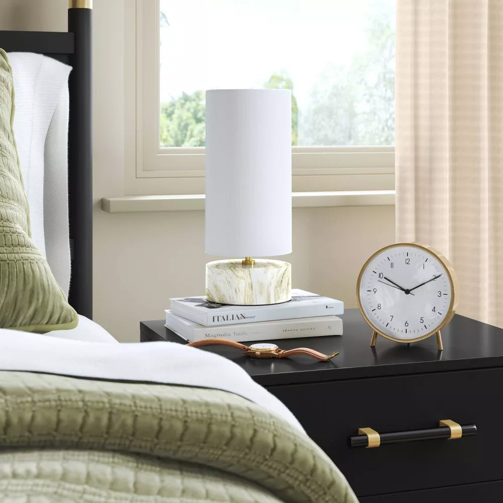 6 Inch Polished Metal Analog Alarm Table Clock
