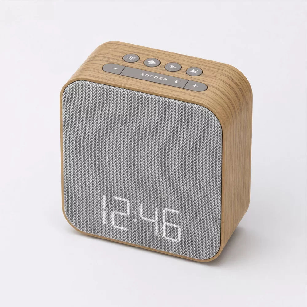 Wood Grain Frame Fabric Digital Alarm Clock With Sleep Sound Machine